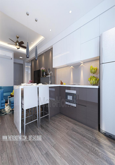  Thiết kế nội thất phòng bếp chung cư Tràng An - chị Linh